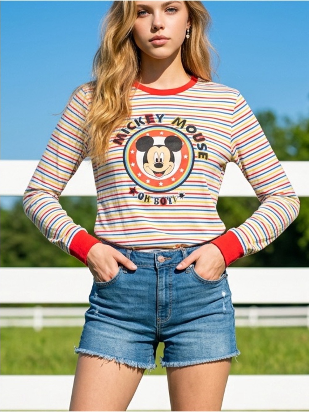 Disney Mickey Mouse Oh Boy Long Sleeve Tee